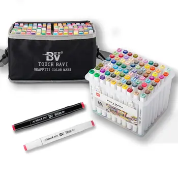 168 Renk işaretleyici kalem Çift Uçlu Anime Öğrenci Renk İşaretleyici Kırtasiye Okul Malzemeleri için 5 adet