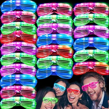 Aydınlık Gözlük Moda Kepenkleri Şekli Yanıp Sönen LED Gözlük Cadılar Bayramı Partisi Parlayan Gözlük Festivali Kostümleri Parti Malzemeleri