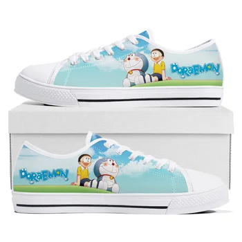 Çocuk Karikatür Doraemon Japonya Anime Düşük Üst Sneakers Yüksek Kalite Mens Womens Genç Kanvas Sneaker Çift Ayakkabı Özel Ayakkabı