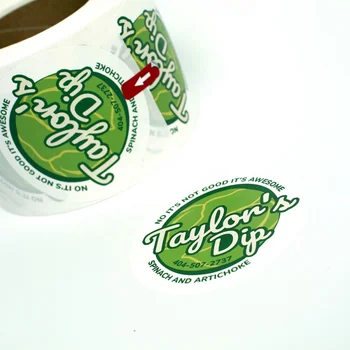 kişiselleştirilmiş özel biyobozunur daire yapışkanlı etiketler baskı 2 inç yuvarlak logo çıkartmaları gıda kabı için plastik torba